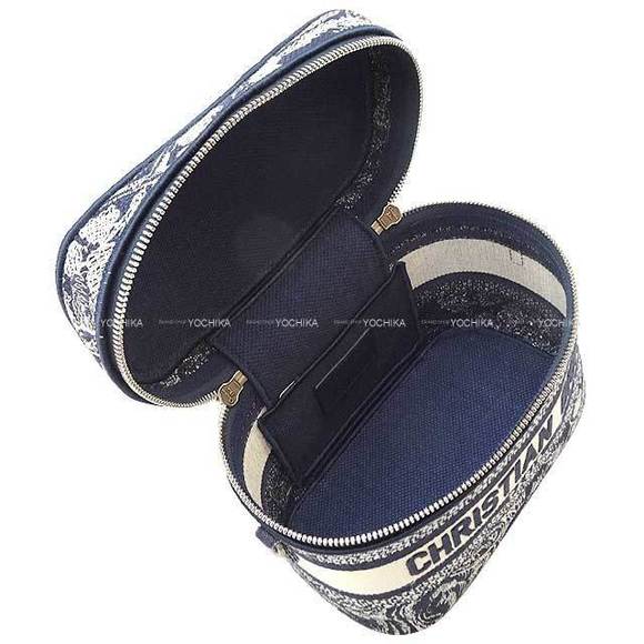 Dior Handle Jacquard Way Vanity Small Blue De  Bag Jouy Toile 2 Charistian White - Picture 1 of 6